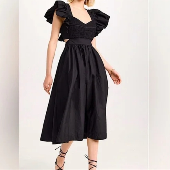 En Saison Monti midi dress tie-back black sz M BNWT - Picture 3 of 8